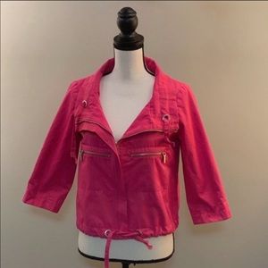 Nine West pink cropped moto jacket
